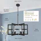 Wood Chandeliers 5-Light Adjustable Height Hanging Rustic
