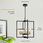 Wood Chandeliers 5-Light Adjustable Height Hanging Rustic