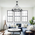 Wood Chandeliers 5-Light Adjustable Height Hanging Rustic