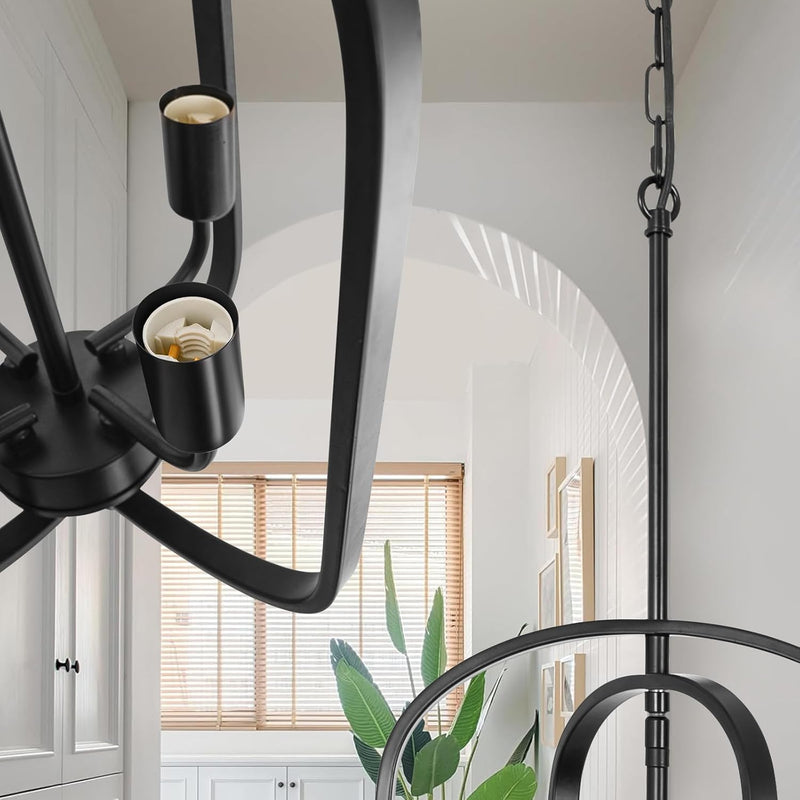 10-Light Wagon Wheel Chandelier Industrial Farmhouse Round