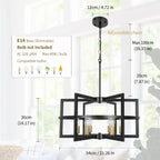 Wood Chandeliers 5-Light Adjustable Height Hanging Rustic