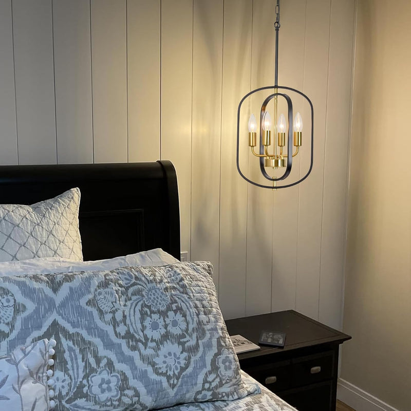 Wood Chandeliers 5-Light Adjustable Height Hanging Rustic