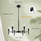 Wood Chandeliers 5-Light Adjustable Height Hanging Rustic