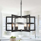 Wood Chandeliers 5-Light Adjustable Height Hanging Rustic