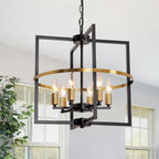 Wood Chandeliers 5-Light Adjustable Height Hanging Rustic
