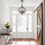 Wood Chandeliers 5-Light Adjustable Height Hanging Rustic