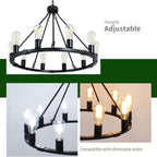 Wood Chandeliers 5-Light Adjustable Height Hanging Rustic