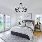 Wood Chandeliers 5-Light Adjustable Height Hanging Rustic