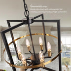 Wood Chandeliers 5-Light Adjustable Height Hanging Rustic