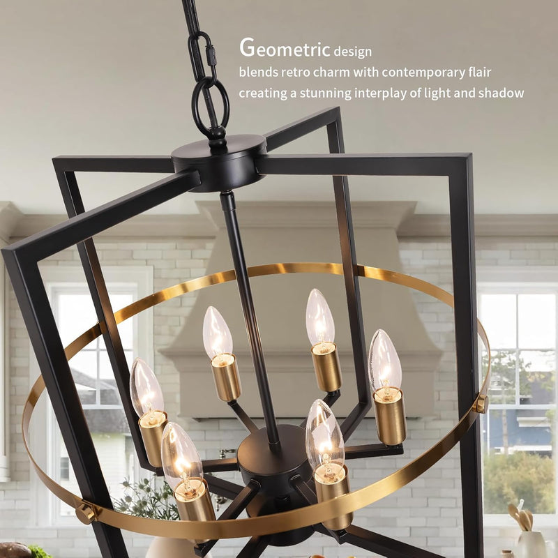 Wood Chandeliers 5-Light Adjustable Height Hanging Rustic