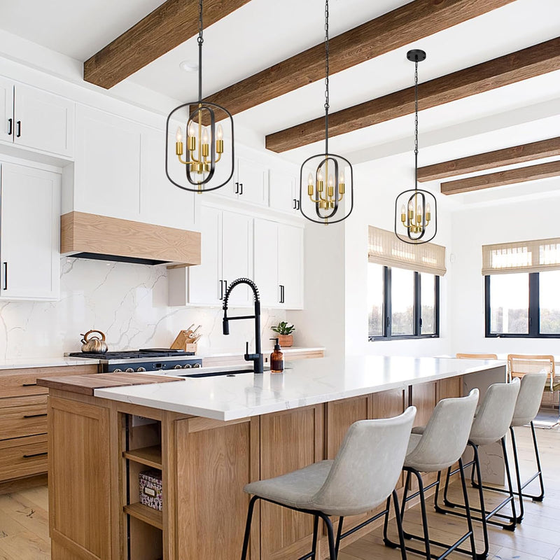 Wood Chandeliers 5-Light Adjustable Height Hanging Rustic