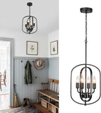 Wood Chandeliers 5-Light Adjustable Height Hanging Rustic