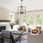 Wood Chandeliers 5-Light Adjustable Height Hanging Rustic