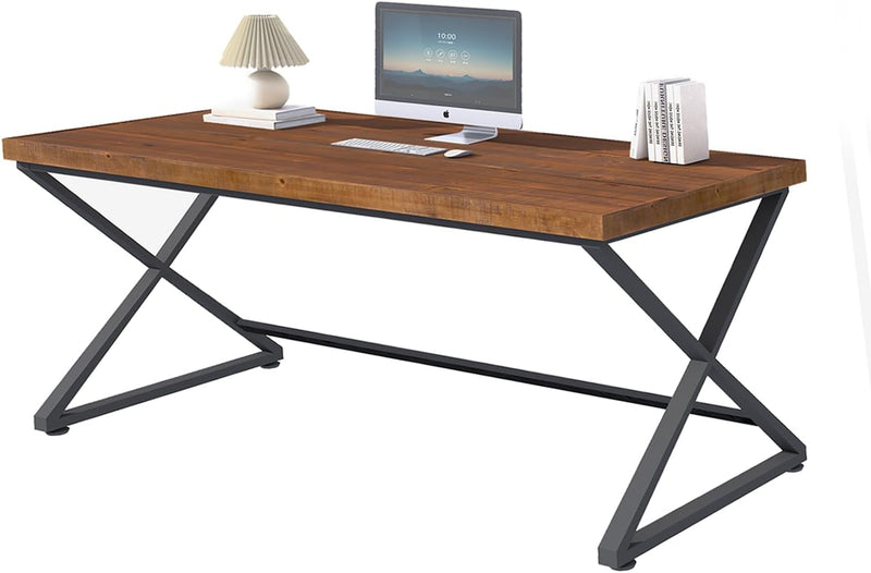 Wood Computer Desk Rustic Home Office Vintage