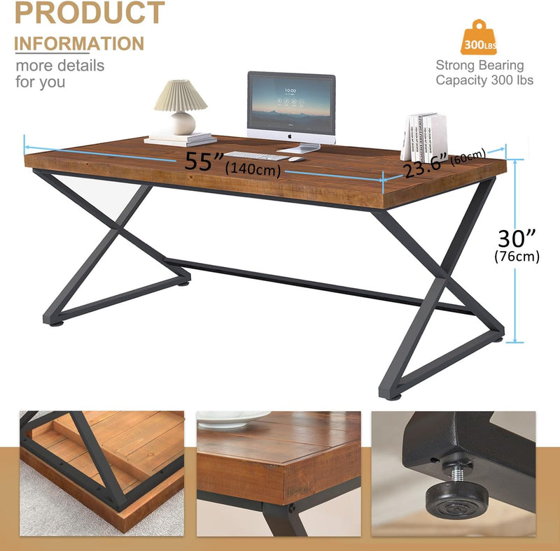 Wood Computer Desk Rustic Home Office Vintage