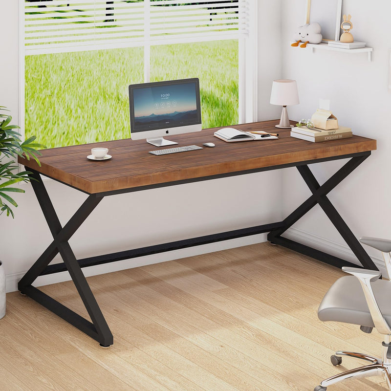 Wood Computer Desk Rustic Home Office Vintage