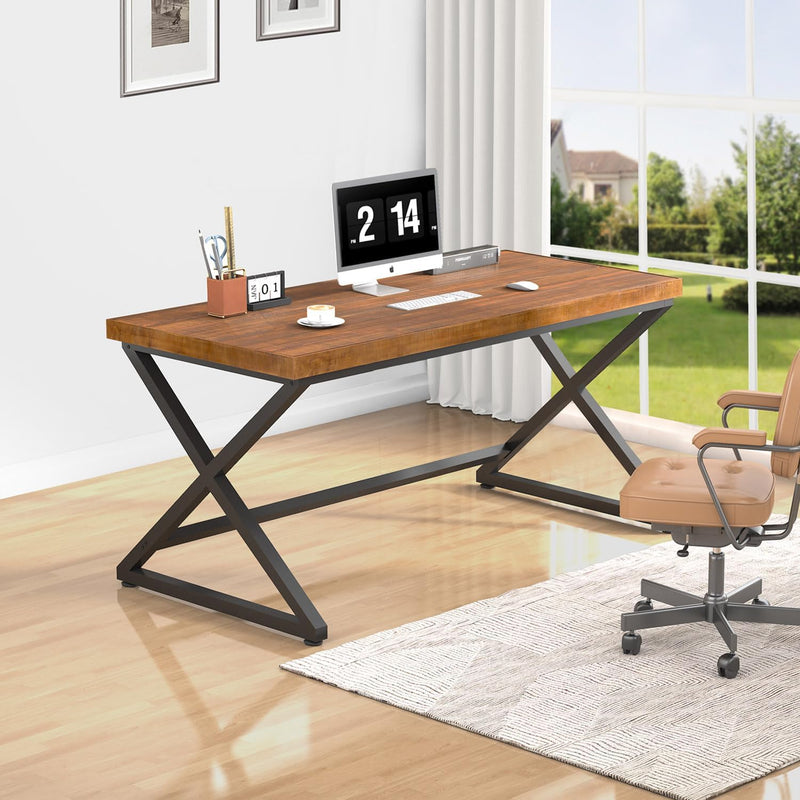 Wood Computer Desk Rustic Home Office Vintage