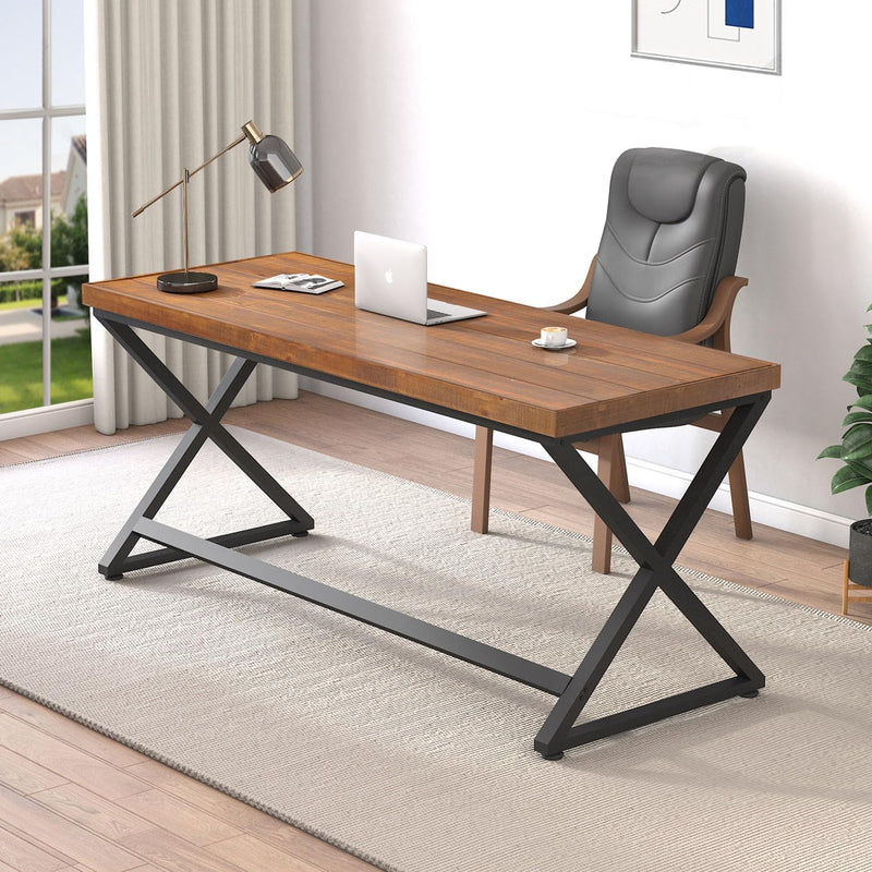 Wood Computer Desk Rustic Home Office Vintage
