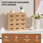 Wood Desktop Drawer Organiser 12 Mini Drawers Storage