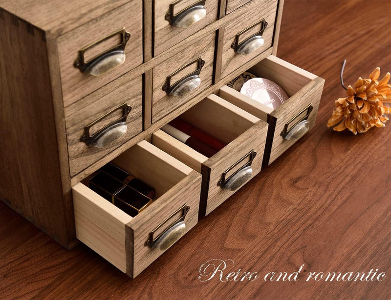 Wooden Desktop Organiser with 12 Drawers Natural Paulownia