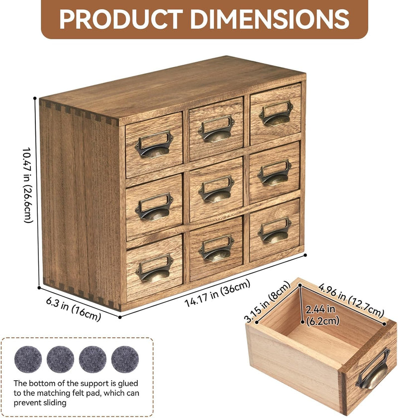 Wooden Desktop Organiser with 12 Drawers Natural Paulownia