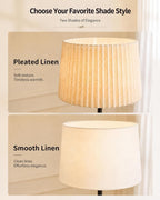 Wood Floor Lamp Boho Natural Oak with Linen