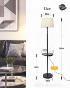 Wood Floor Lamp Boho Natural Oak with Linen