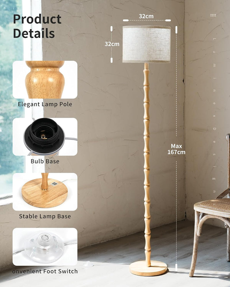 Wood Floor Lamp for Living Room 167CM Tall