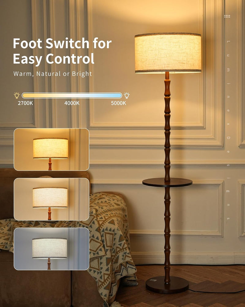 Wood Floor Lamp for Living Room 167CM Tall