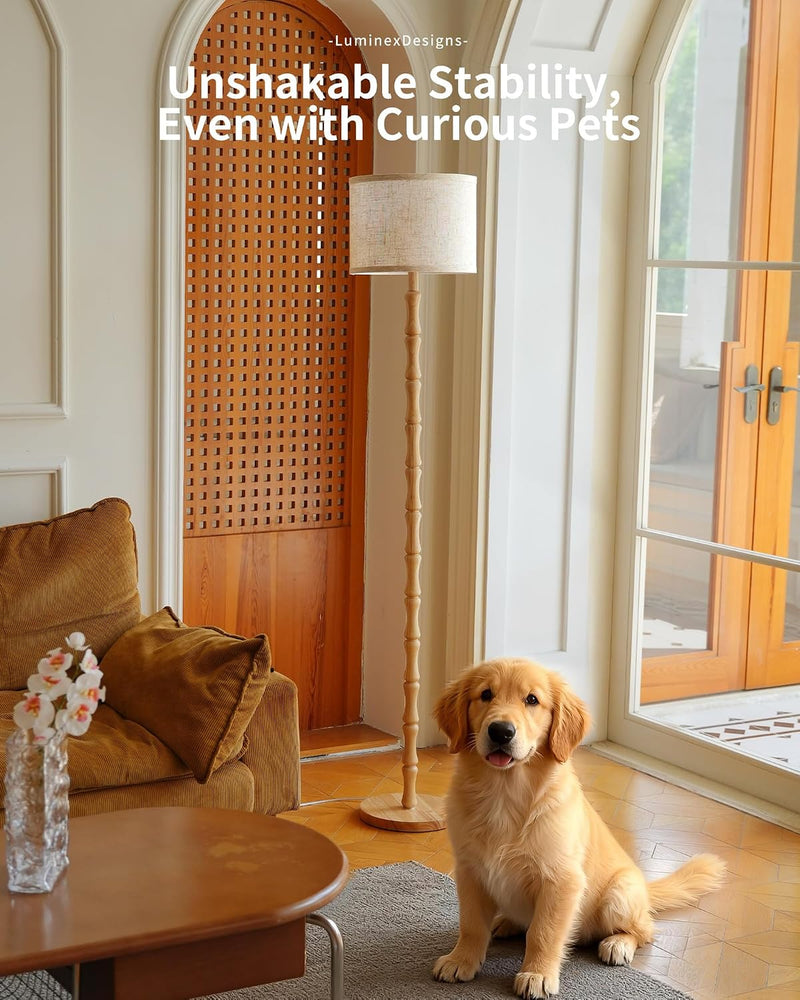 Wood Floor Lamp for Living Room 167CM Tall