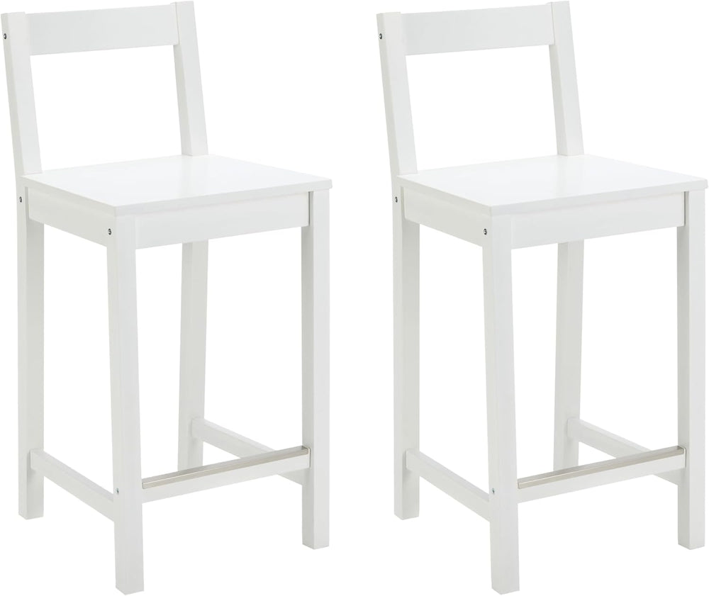 Wood Kitchen Counter Stool with Backrest Bar Dining (Set of 2)
