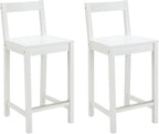 Wood Kitchen Counter Stool with Backrest Bar Dining (Set of 2)