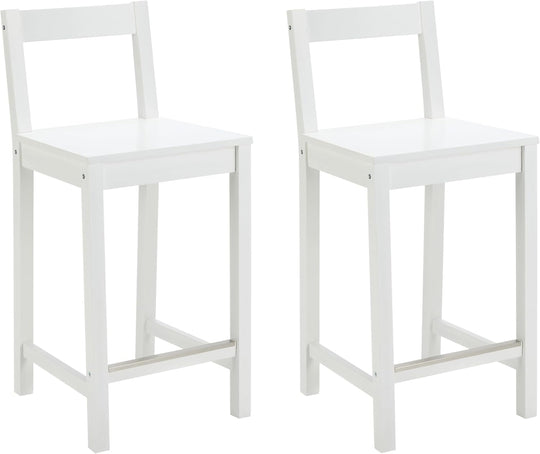Wood Kitchen Counter Stool with Backrest Bar Dining (Set of 2)