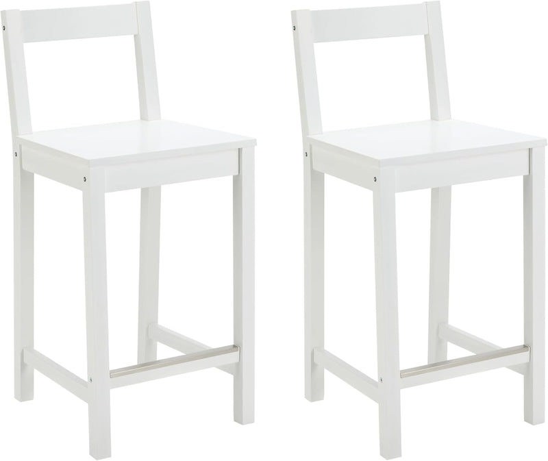 Wood Kitchen Counter Stool with Backrest Bar Dining (Set of 2)