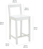 Wood Kitchen Counter Stool with Backrest Bar Dining (Set of 2)