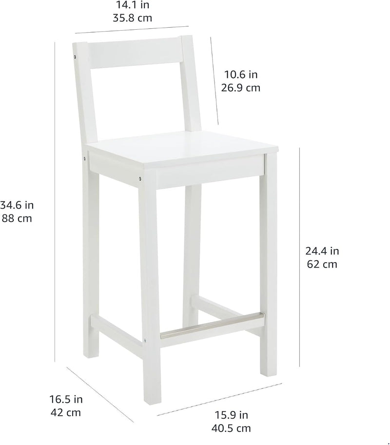 Wood Kitchen Counter Stool with Backrest Bar Dining (Set of 2)