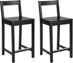 Wood Kitchen Counter Stool with Backrest Bar Dining (Set of 2)