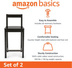 Wood Kitchen Counter Stool with Backrest Bar Dining (Set of 2)