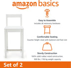 Wood Kitchen Counter Stool with Backrest Bar Dining (Set of 2)