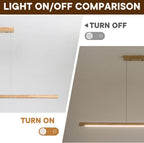 Wood Pendant Light with Remote Control Dimmable 3000K