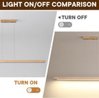 Wood Pendant Light with Remote Control Dimmable 3000K