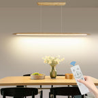 Wood Pendant Light with Remote Control Dimmable 3000K