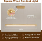 Wood Pendant Light with Remote Control Dimmable 3000K