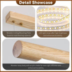 Wood Pendant Light with Remote Control Dimmable 3000K