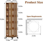 Wood Revolving Bookcase with Lockable Wheels 5-Tier Square 152CM