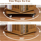Wood Revolving Bookcase with Lockable Wheels 5-Tier Square 152CM