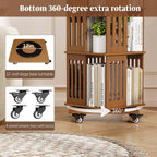 Wood Revolving Bookcase with Lockable Wheels 5-Tier Square 152CM