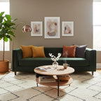 Wood Round Coffee Table with 2-Tier Storage Partitioned