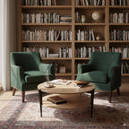 Wood Round Coffee Table with 2-Tier Storage Partitioned