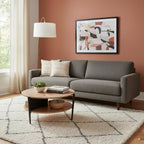 Wood Round Coffee Table with 2-Tier Storage Partitioned